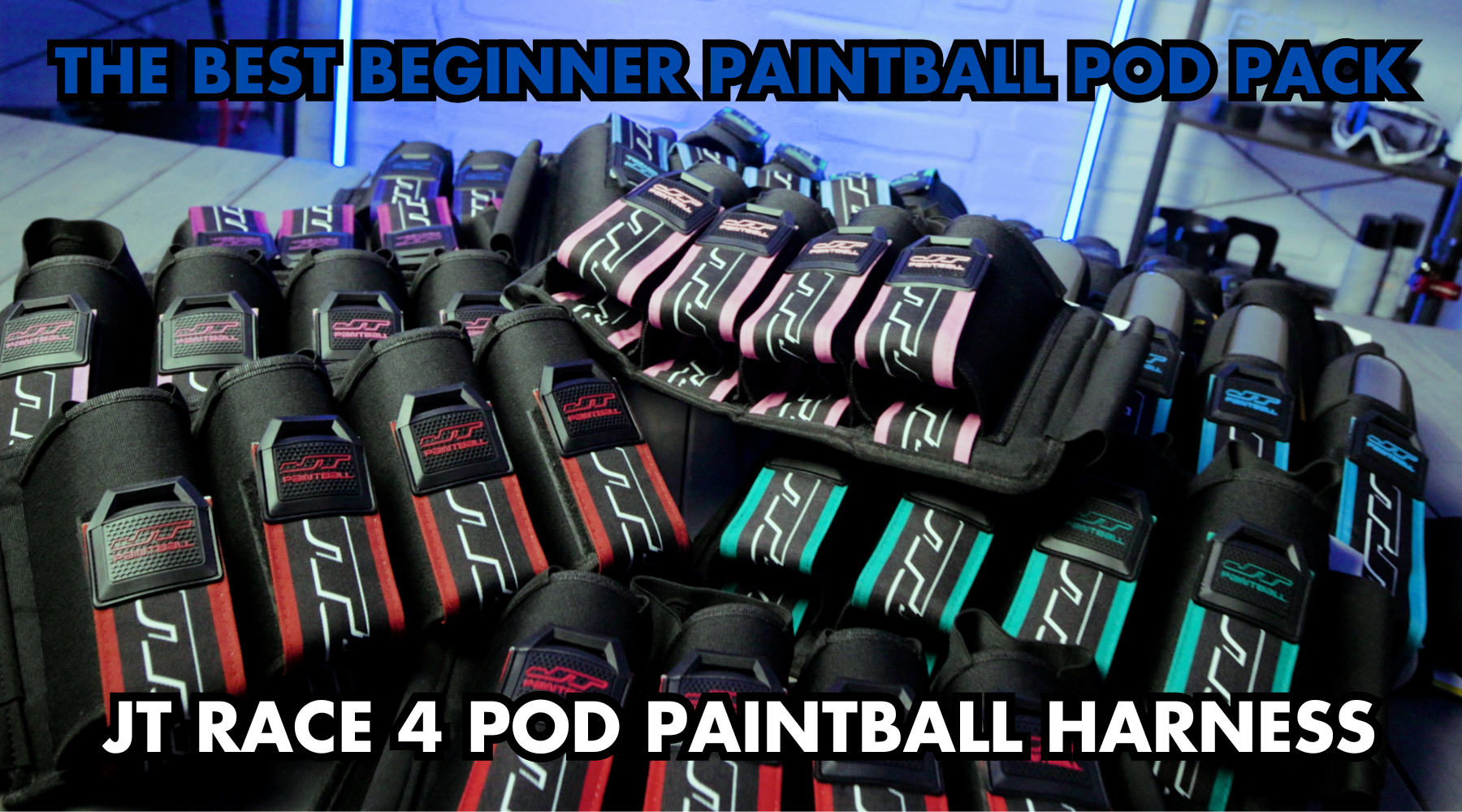 JT Race 4 Pod Paintball Harness with low-profile design and elastic pod ejectors