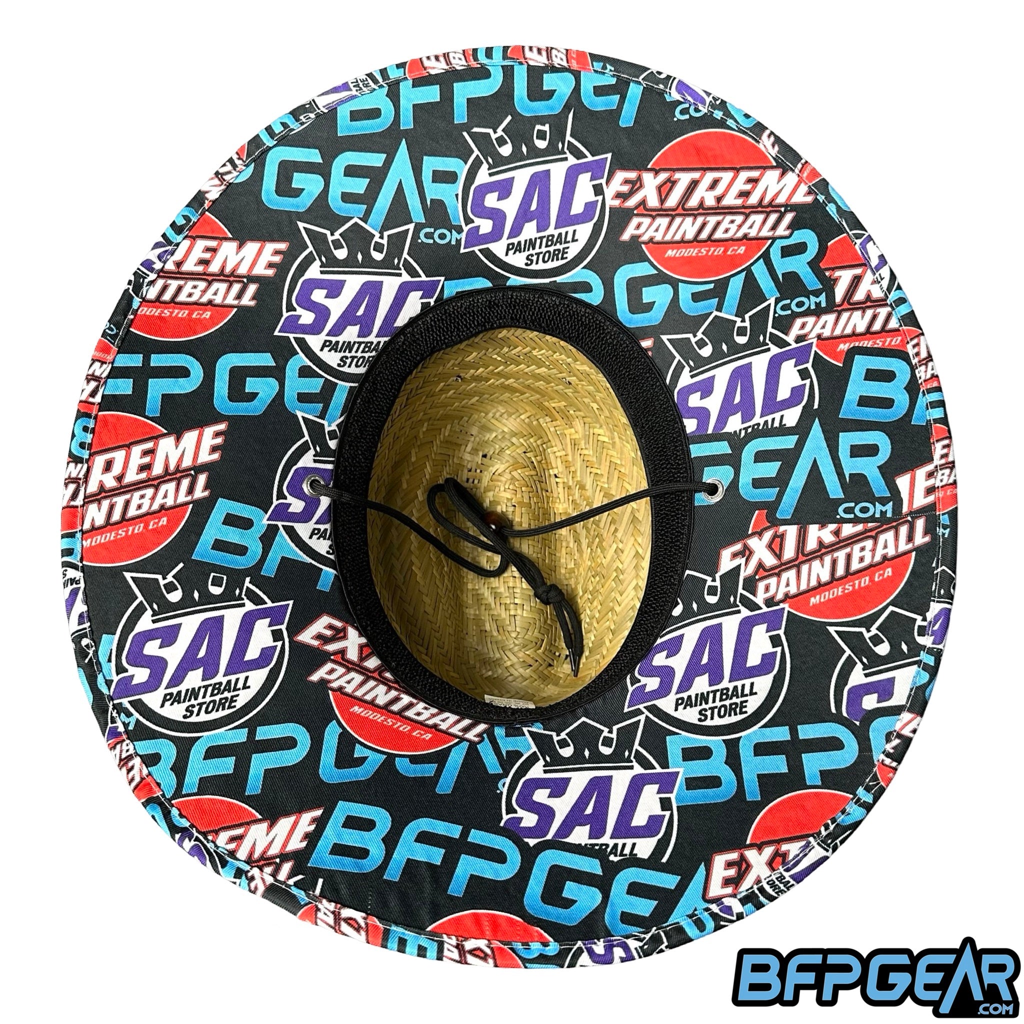 The inside of the brim has the all over logos pattern.