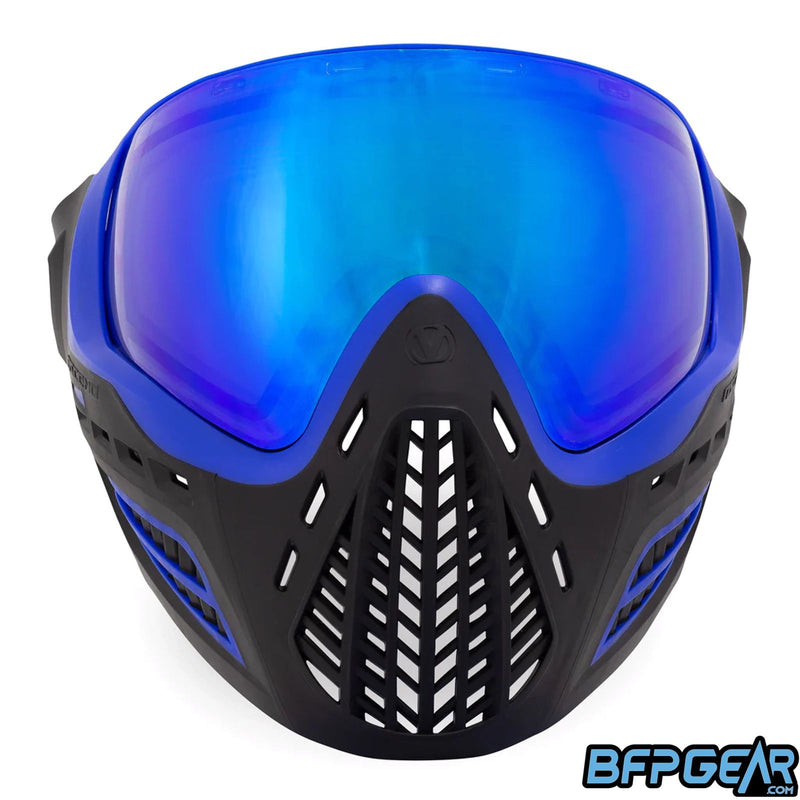Front shot of the mouth ventilation on the Blue Ice Ascend goggles.