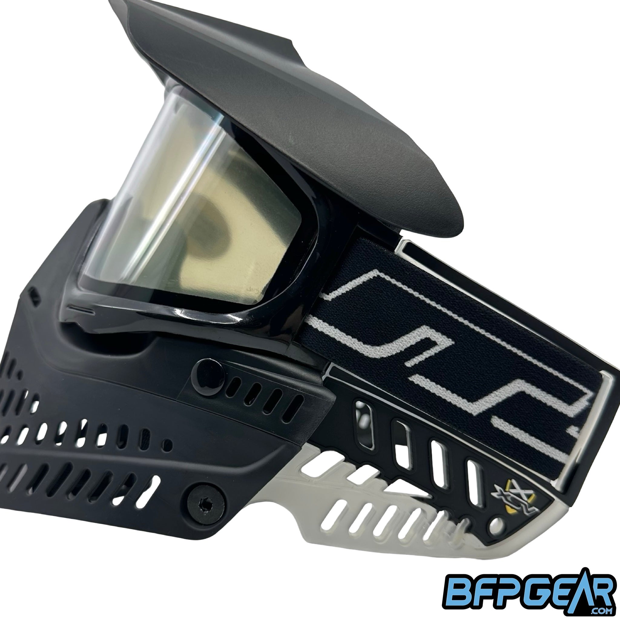 A photo of the clear XSV DV8 ears installed on a JT Proflex.