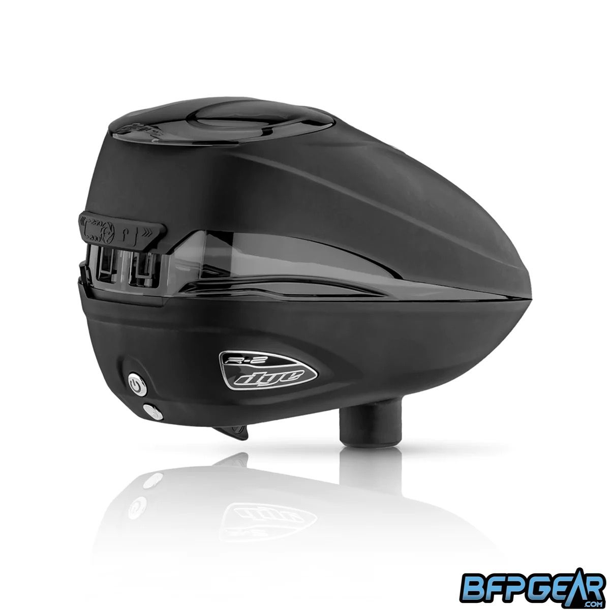 The Dye R2 Paintball loader in black.