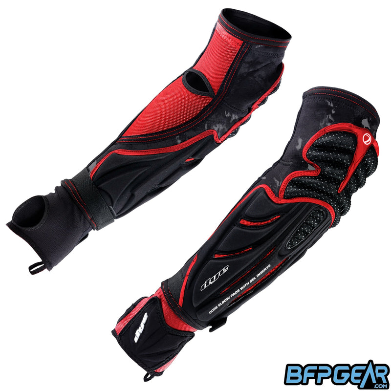 Dye Performance Elbow Pads in red and black dye cam.