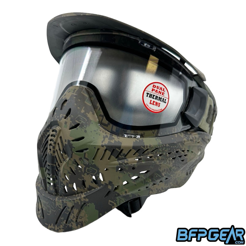 The Planet Eclipse X HK Army HSTL Goggle in the HDE Camo pattern. Comes with a clear lens.