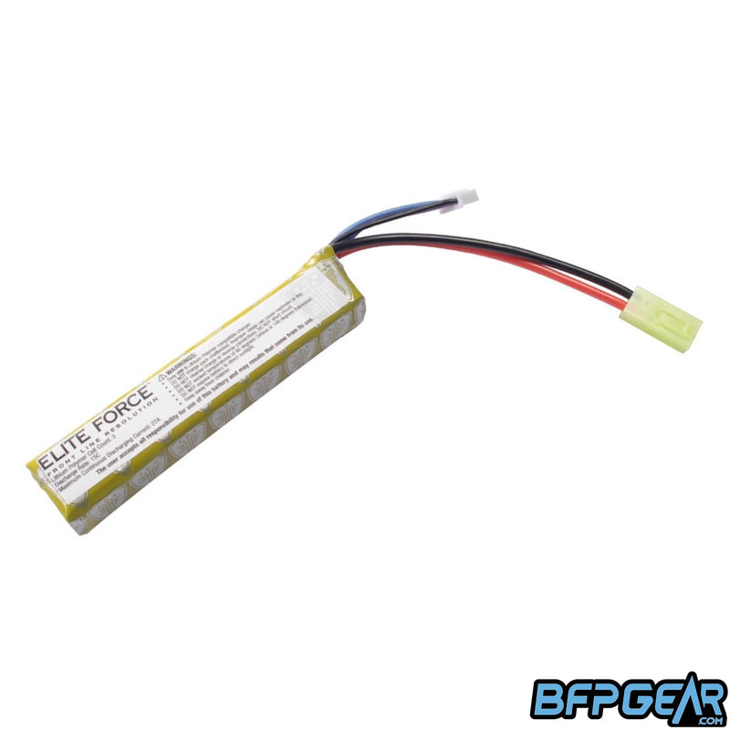 The Elite Force 11.v LiPo 900 mAh 15c stick battery with Tamiya connector for airsoft AEG's.