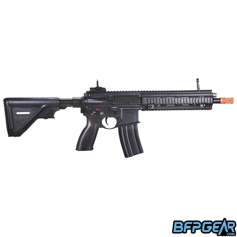 The H&K 416 A5 competition AEG airsoft rifle in black.