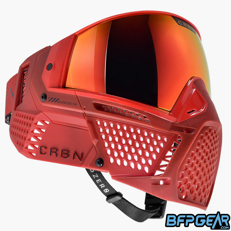 The CRBN Zero Pro Goggle in the cardinal color way, less coverage.