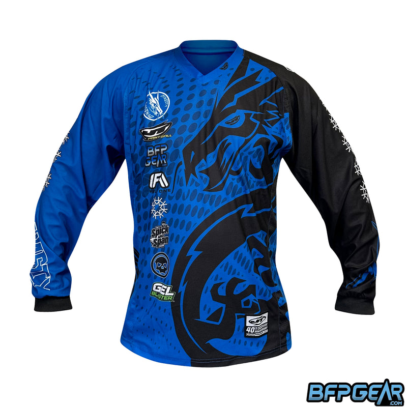 RG18 JT Glide practice jersey. Dynasty Dragon on the front with all of Dynasty's sponsors for the 2023 season.