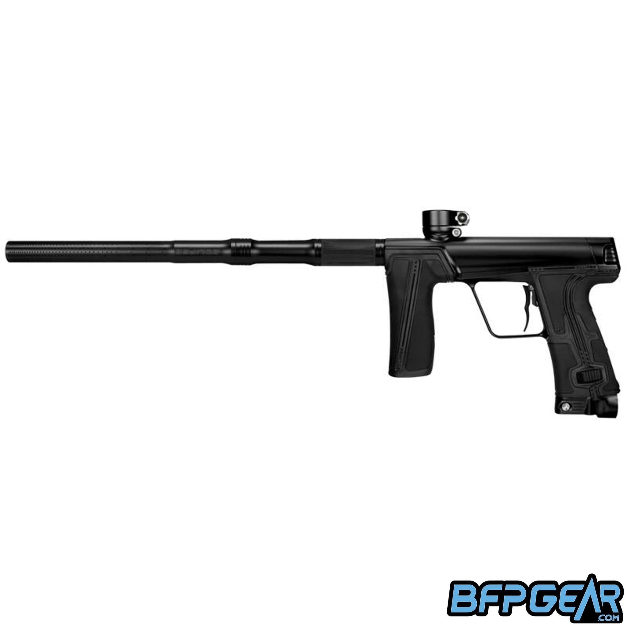 Planet Eclipse CS3 Pro paintball marker in all black, left-facing view, S63 Pro FL barrel, available at BFP Gear.