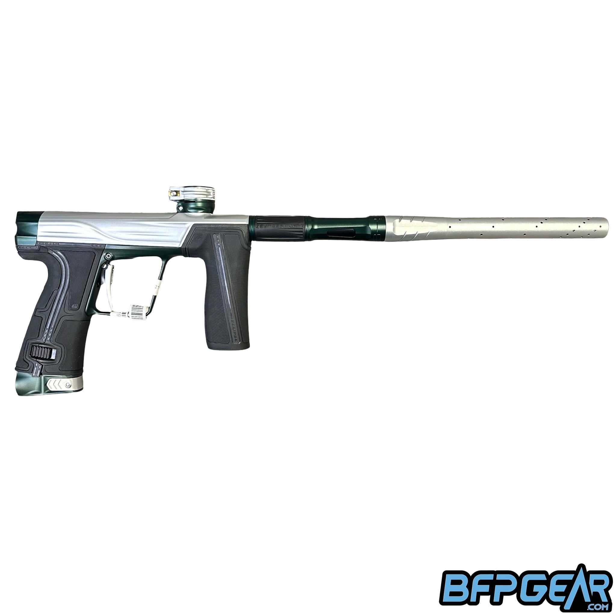 The Planet Eclipse GEO R5 in the silver and British racing green color way.