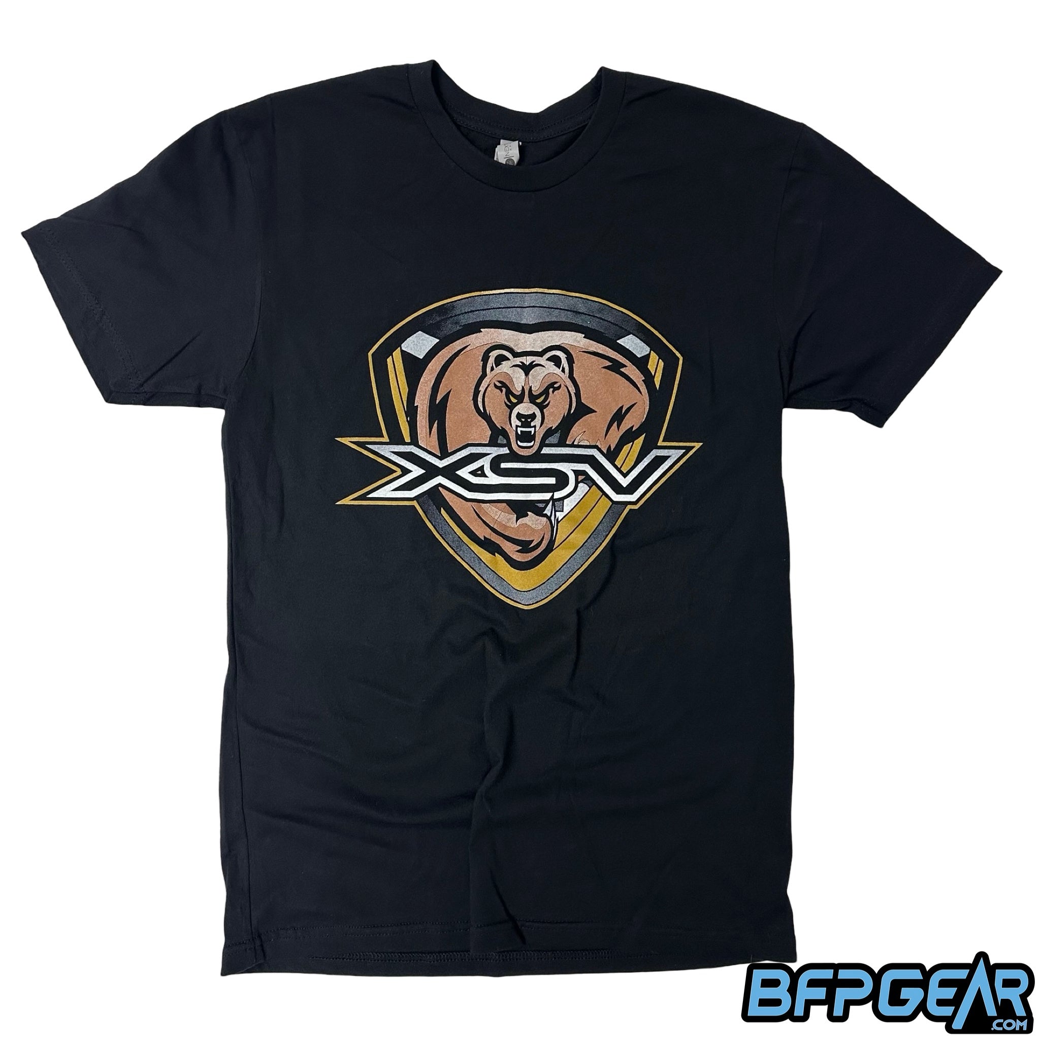The Sacramento XSV T-shirt. Black T-shirt with the XSV Bear and Shield logo combined.