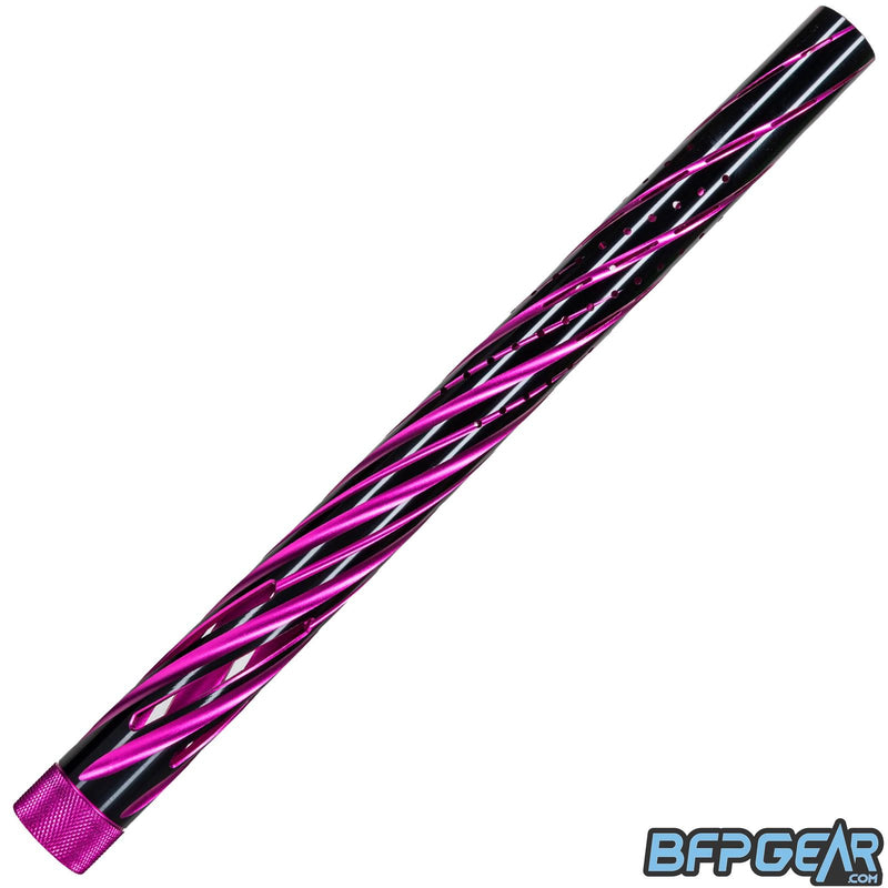 The HK Army Orbit barrel tip is shown with dust pink inlay and gloss black outside. The inlay spirals around from the back to the front, and has matching spiral porting.