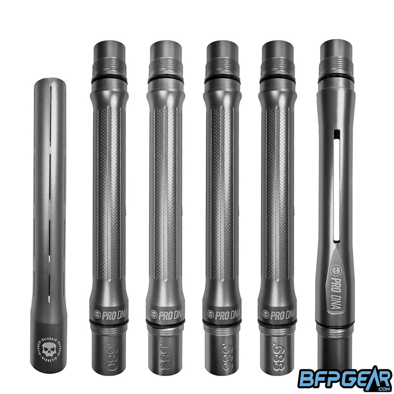 Dust Pewter PRO DNA Silencio Full Barrel Kit showing barrel backs with sizing and tip.