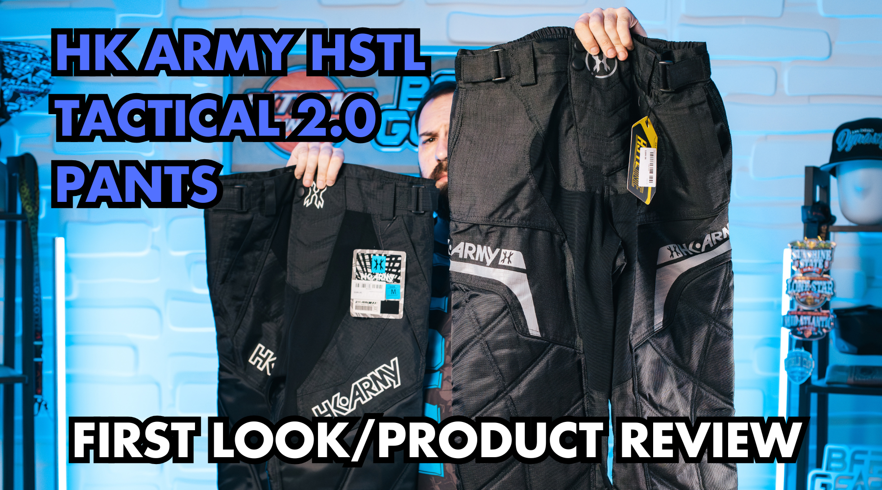 HK Army HSTL 2.0 Tactical Paintball Pants in black showing reinforced knee padding.