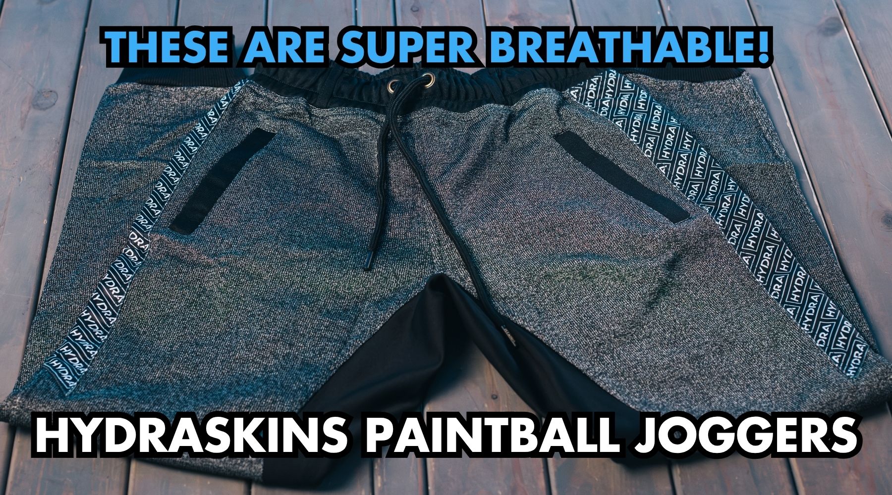 HydraSkins paintball joggers with abrasion-resistant reinforcement panels and lightweight stretch fabric for competitive play.