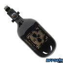 The HK Army 36ci air tank with the Doom pattern in black and gold with a standard regulator. Holds up to 4500psi.