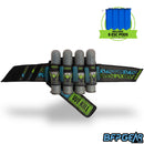 The BunkerKings Fly 2 Harness in the Acid Skull color way. Teal and green with white skulls on the main pod sleeves.