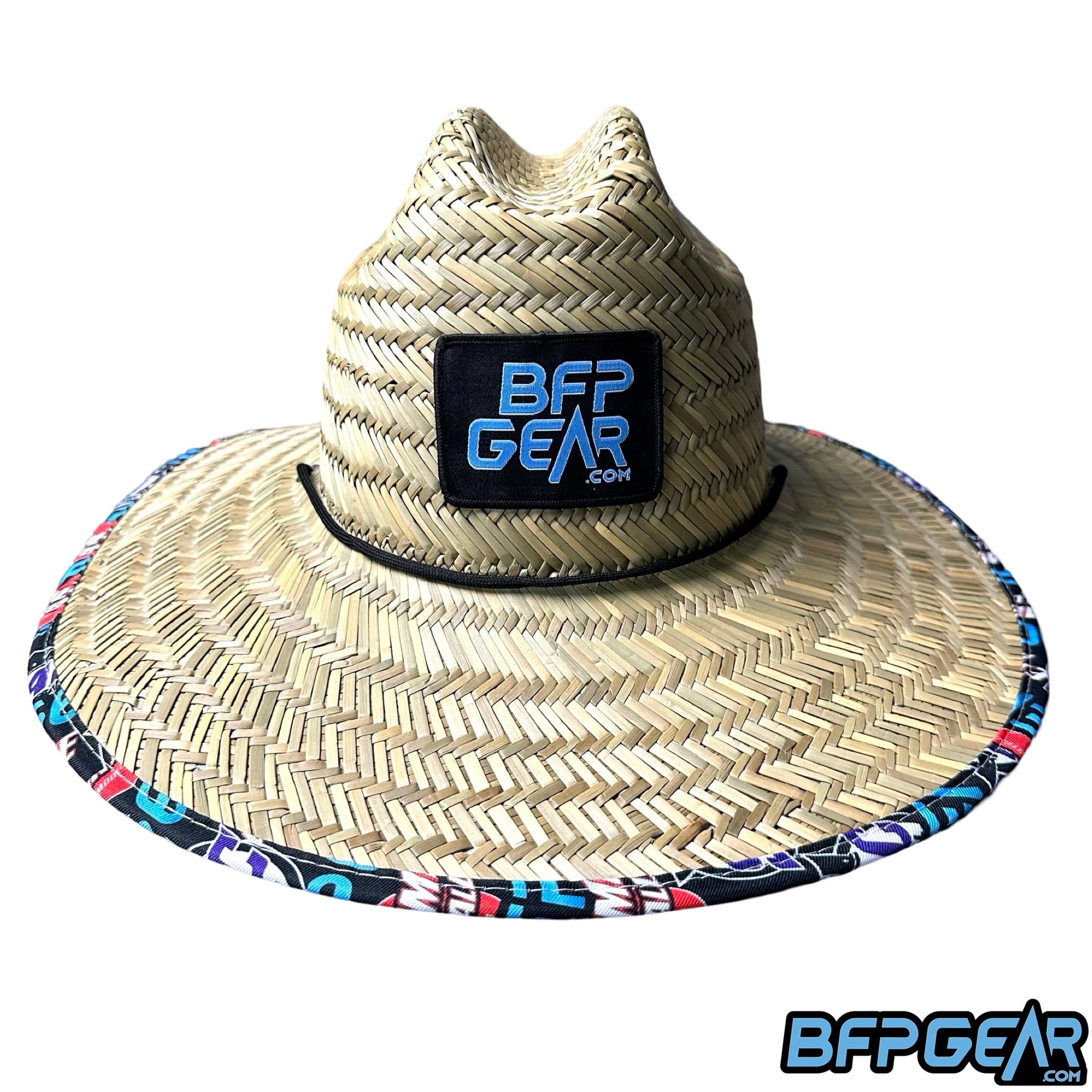 The All Over logos straw hat. Perfect to beat the heat and keep the sun out of your eyes and off your neck.