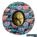 The inside of the brim has the all over logos pattern.