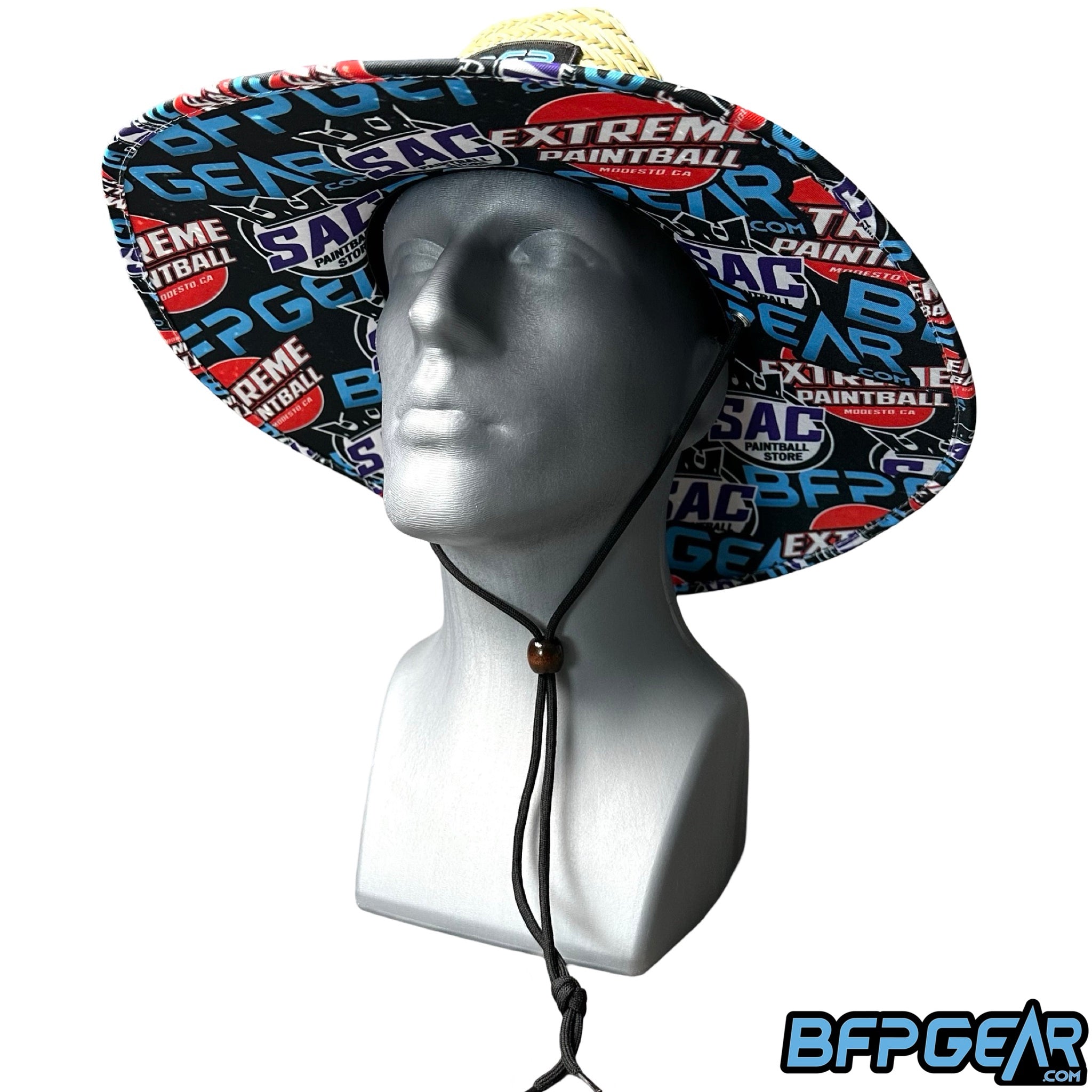 The straw hat come with a draw string to keep the hat on you, even during windy weather.