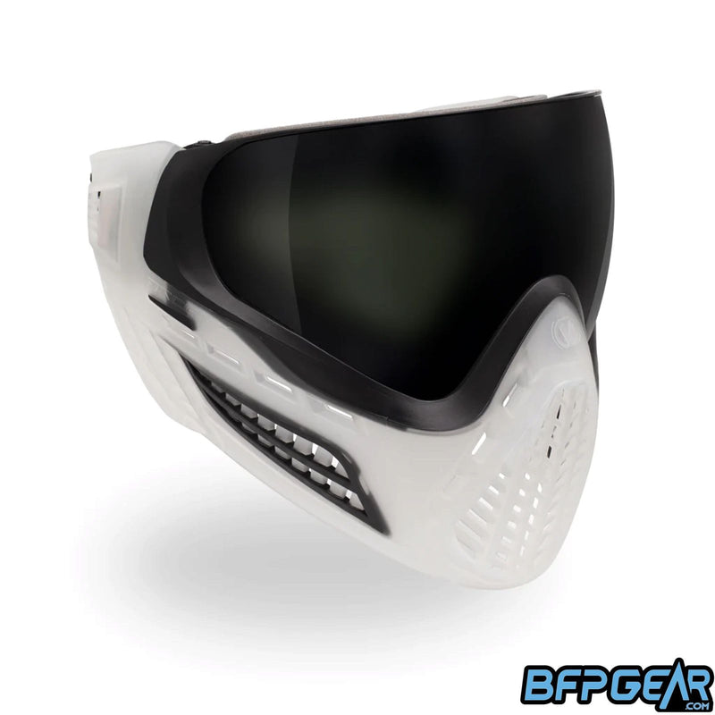 The Crystal Black Vio Ascend goggle. Smoke lens is installed.
