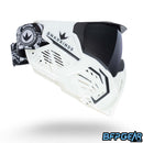 An angled side view of the CMD goggle. This shows off the ventilation that goes along the cheek to the ear. This allows the used to hear and communicate without echo or issue.