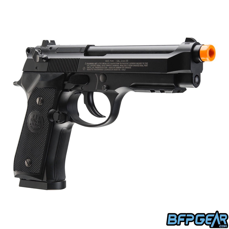 Another angled view of the Beretta M92 airsoft pistol.