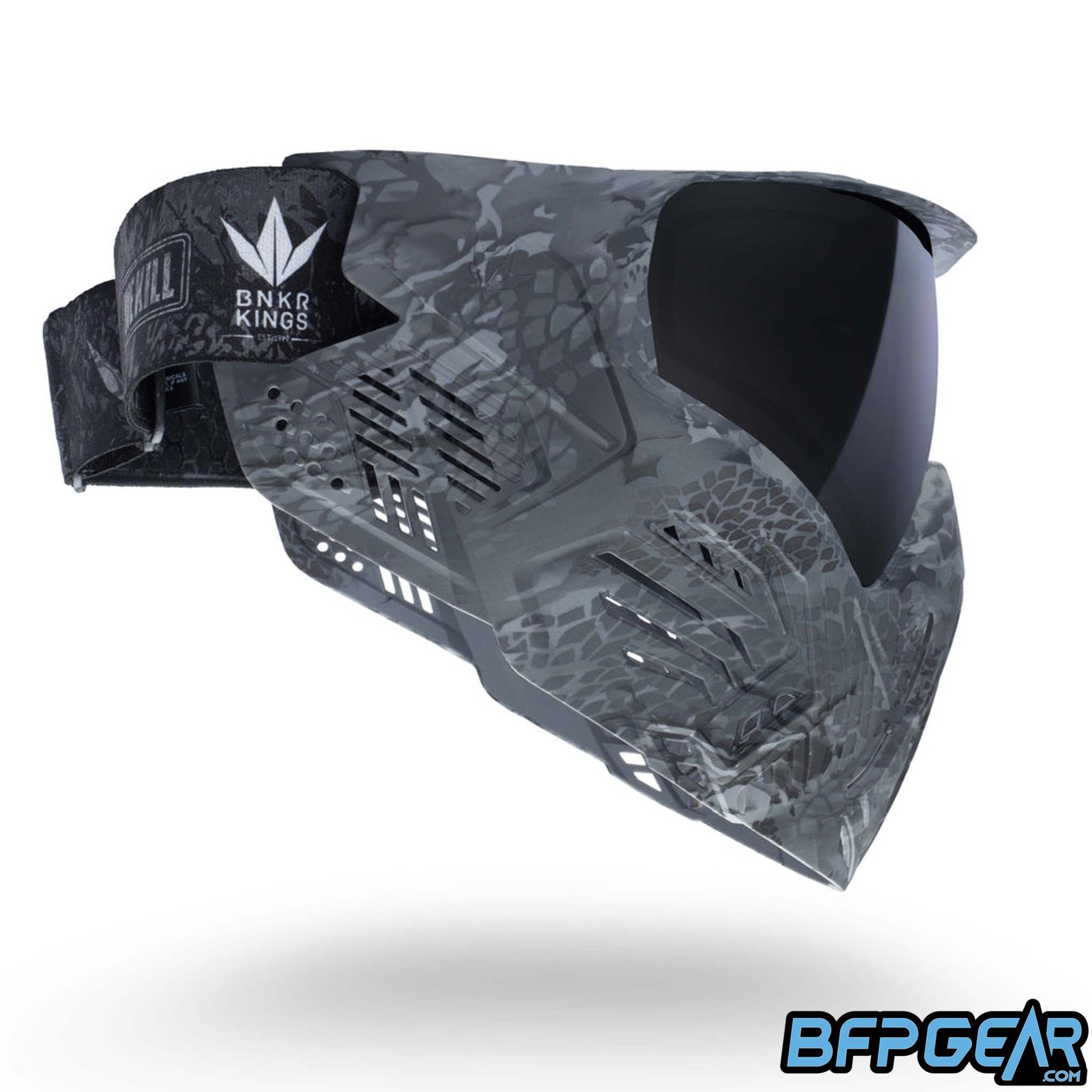 Side view of the CMD goggle. This shows the ventilation going along the cheek to the ear.