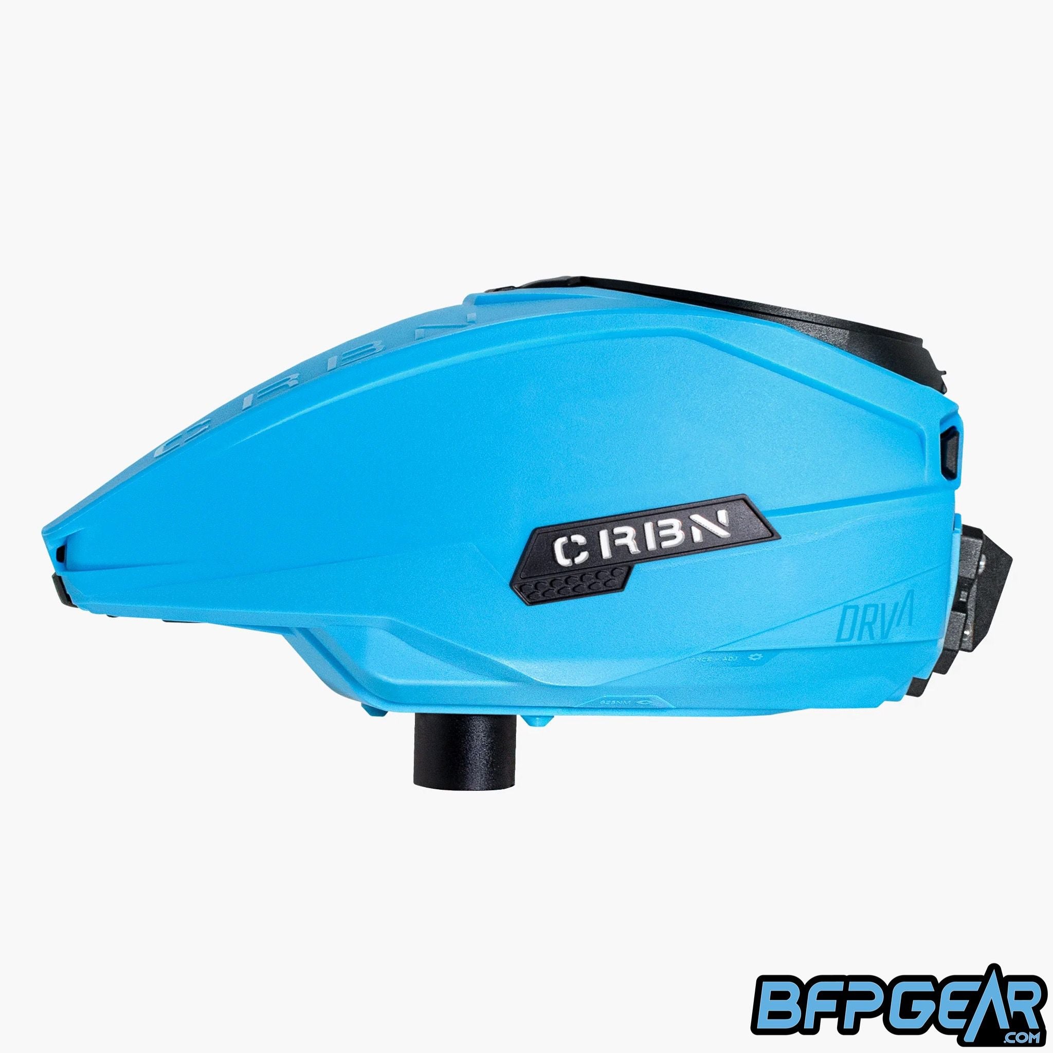 The CRBN DRV loader in cyan, facing the left.