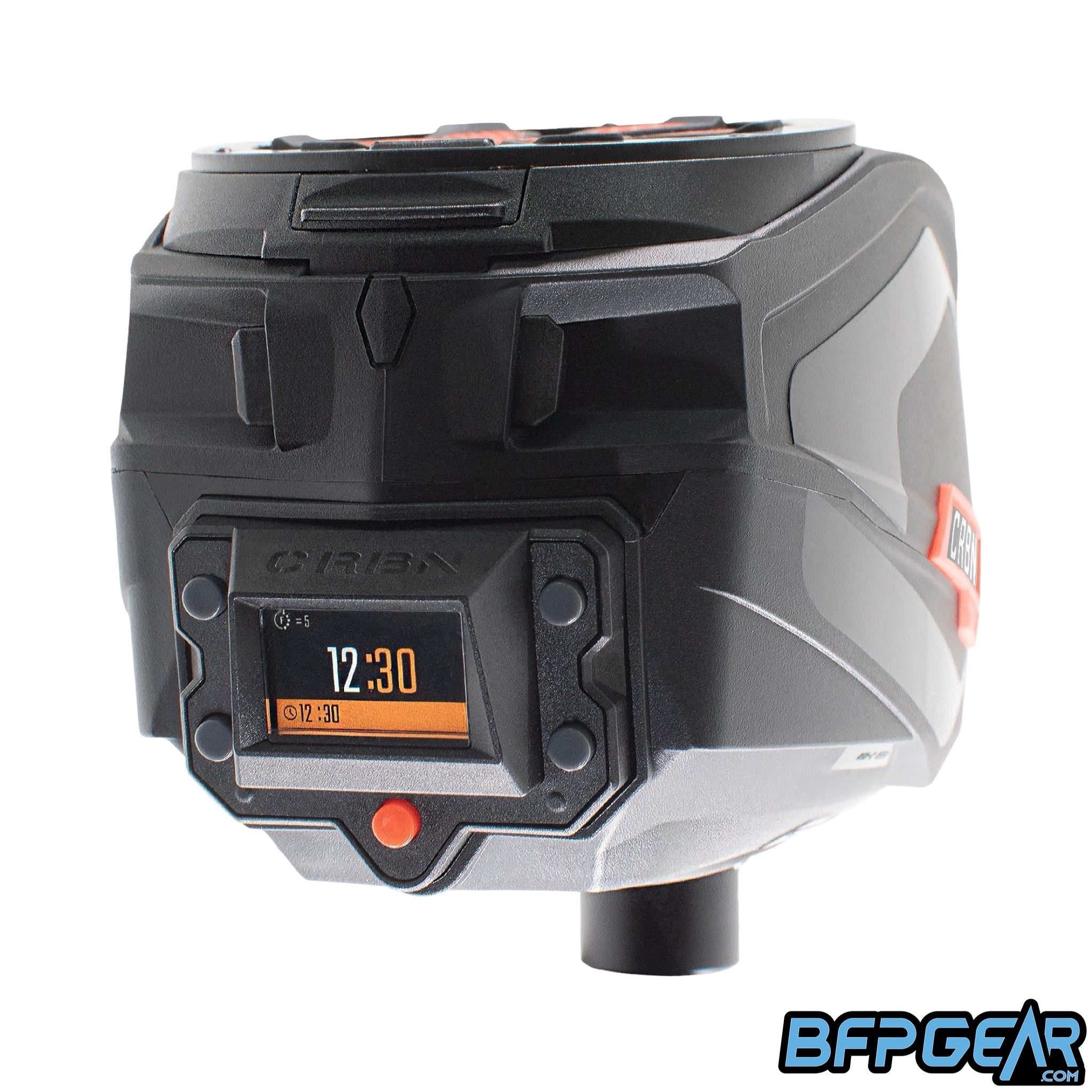 The CRBN DRV Loader in the team edition color way. This angle shows off the digital display that comes with the loader.