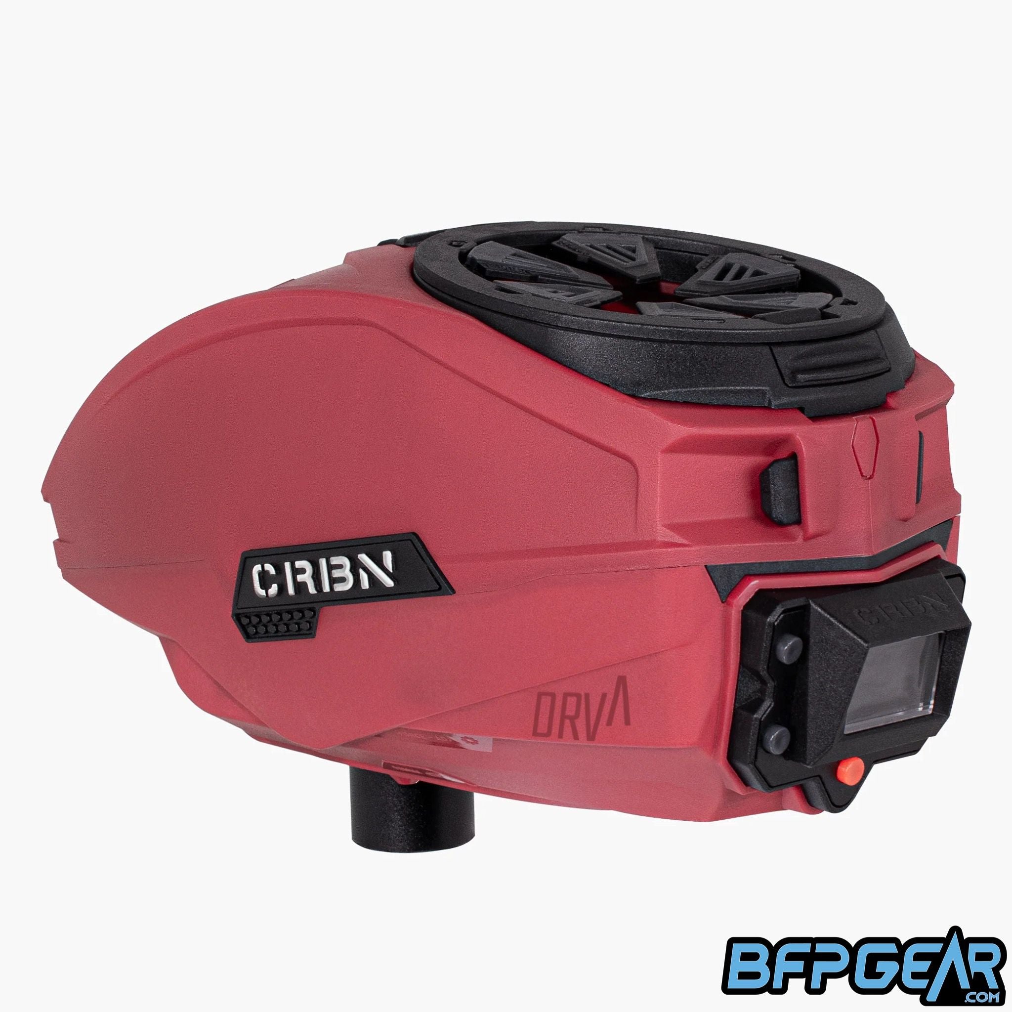 The CRBN DRV Loader in red facing the left at an angle.