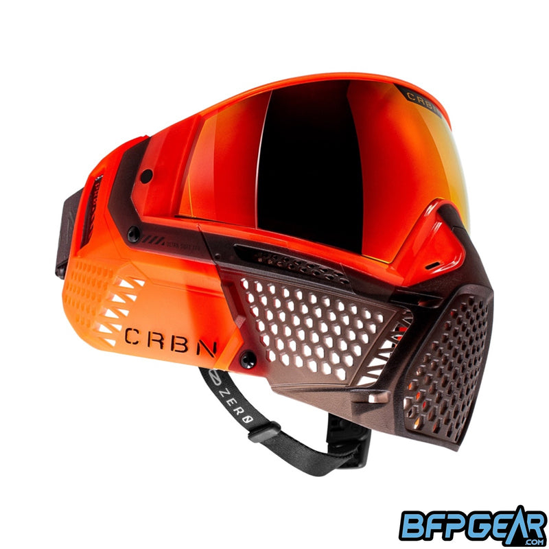 The CRBN Zero Pro goggle in the Blaze color way in Less Coverage.