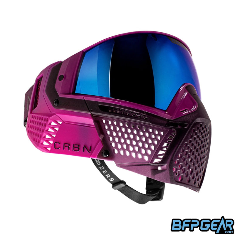 The CRBN Zero Pro goggle in the Violet color way in Less Coverage.
