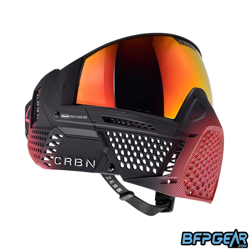 The CRBN Zero Pro GRX goggle in the Half-Tone Pink color way in Less Coverage.