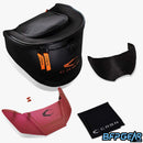 All CRBN Zero Pro goggles come with a protective case, clips, matching visor, microfiber cloth, and clear lens.