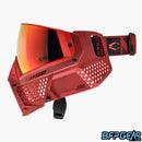 The CRBN Zero Pro goggle facing the left. This shows off the cheek ventilation.