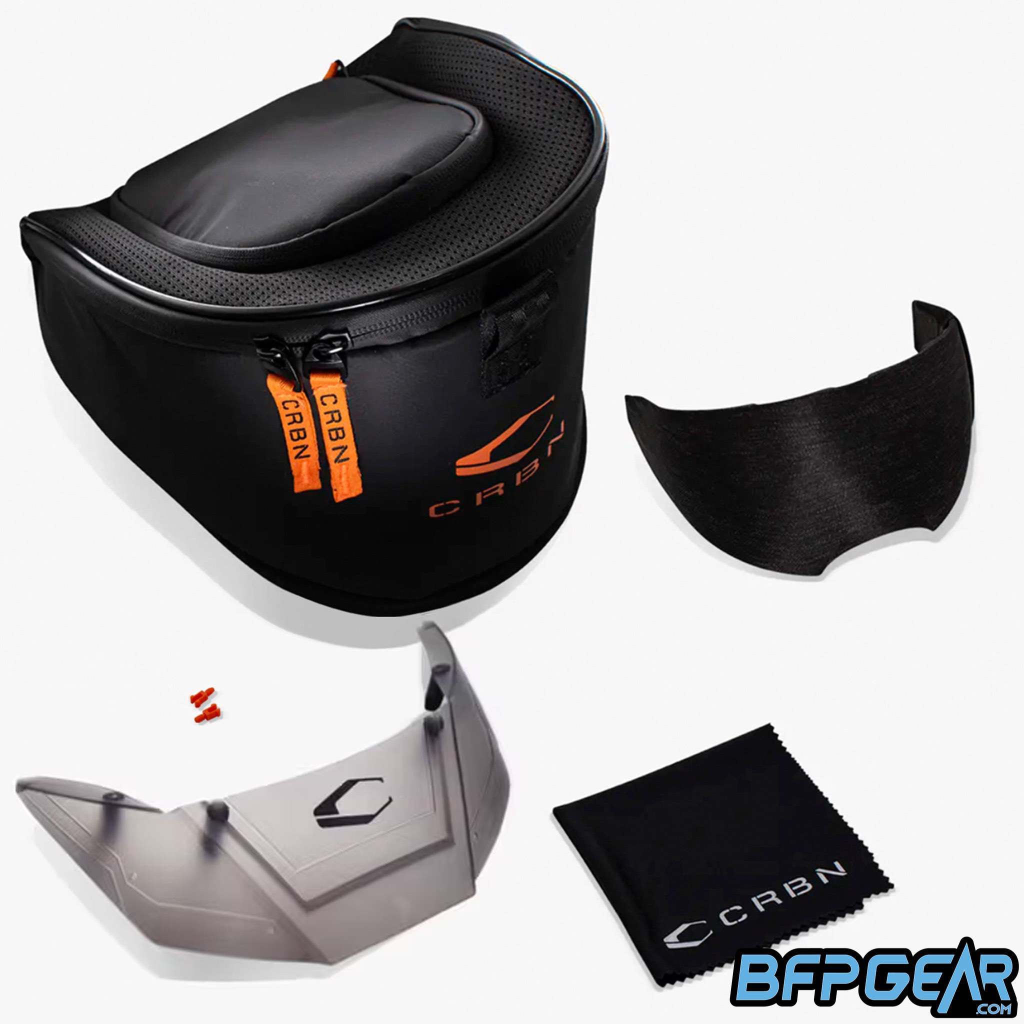 All CRBN Zero Pro goggles come with a protective case, visor, clips, microfiber cloth, and an extra lens.