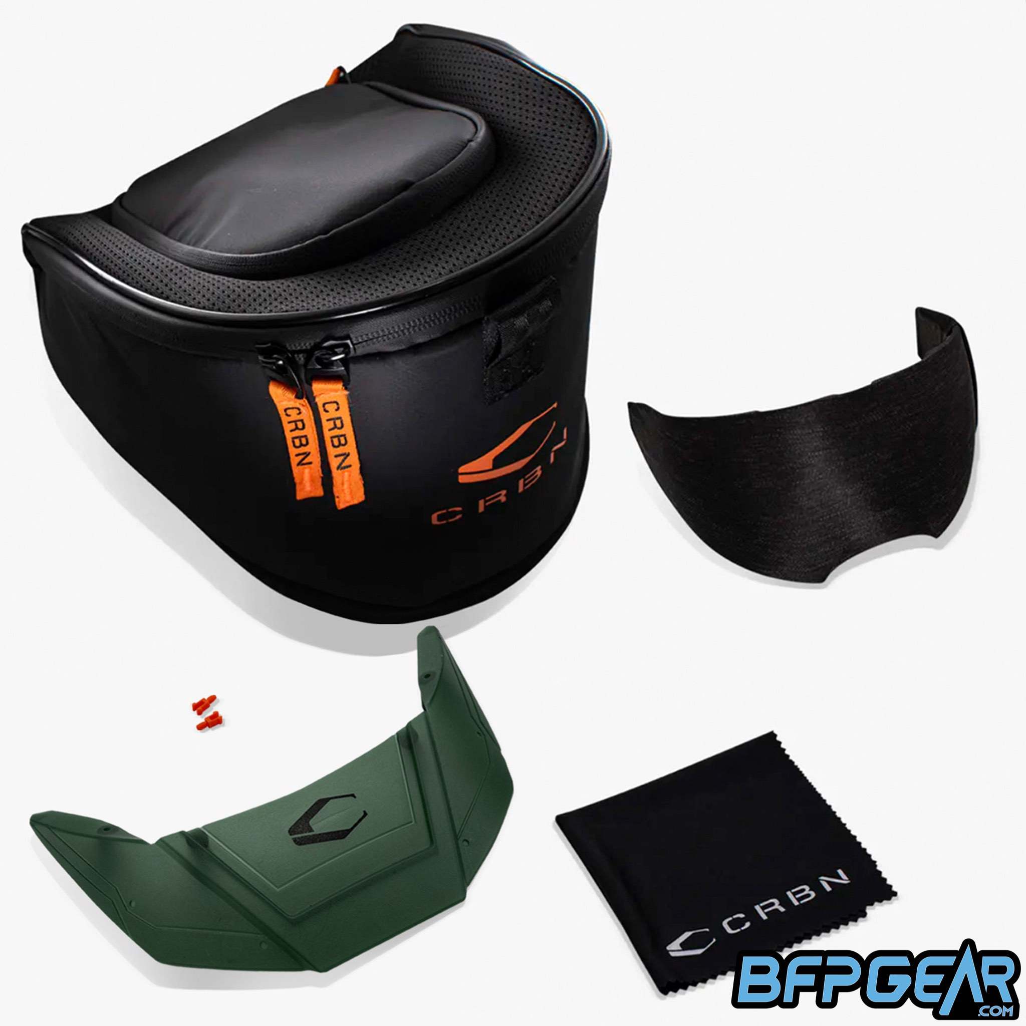All CRBN Zero Pro goggles come with a protective case, extra lens, clips, visor, and a microfiber cloth.