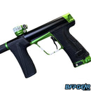 The Planet Eclipse CS3 Pro paintball gun in black and apple green.
