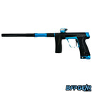 The Planet Eclipse CS3 Pro paintball gun in black and turquoise.