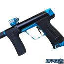 The Planet Eclipse CS3 Pro paintball gun in black and turquoise.
