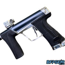 The Planet Eclipse CS3 Pro paintball gun in graphite and silver.