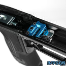 The small blue clip on the inside of the CS3 Pro Mech Frame allows for the electronics to be installed, and keeps the wires from being crimped.