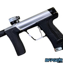 The Planet Eclipse CS3 Pro paintball gun in silver and black.