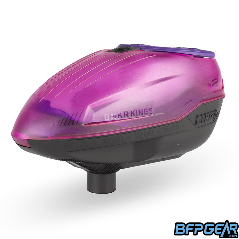 The Bunkerkings CTRL2 Loader in crystal purple and black. The top shell is translucent purple.