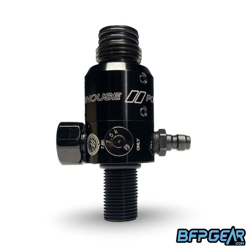 The Powerhouse Counterpunch regulator in blackout. The regulator and threads are completely black.