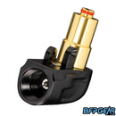 The DyeLab SLAP2 ASA in dust black. Comes with the IM Pro Kit Hyper 6 regulator assembly pre-installed. This angle shows the threading where your tank goes.