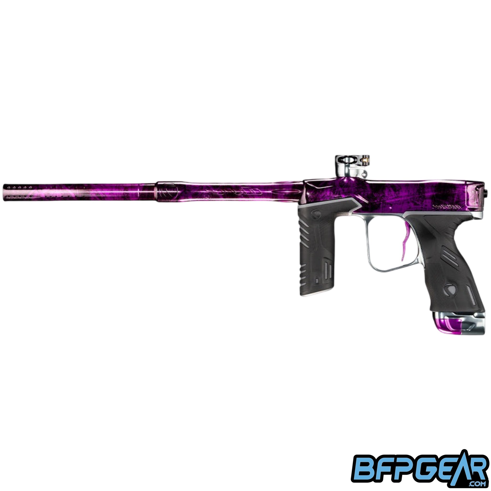 The Dye MXR Paintball marker in the Damson Marble PGA colorway.