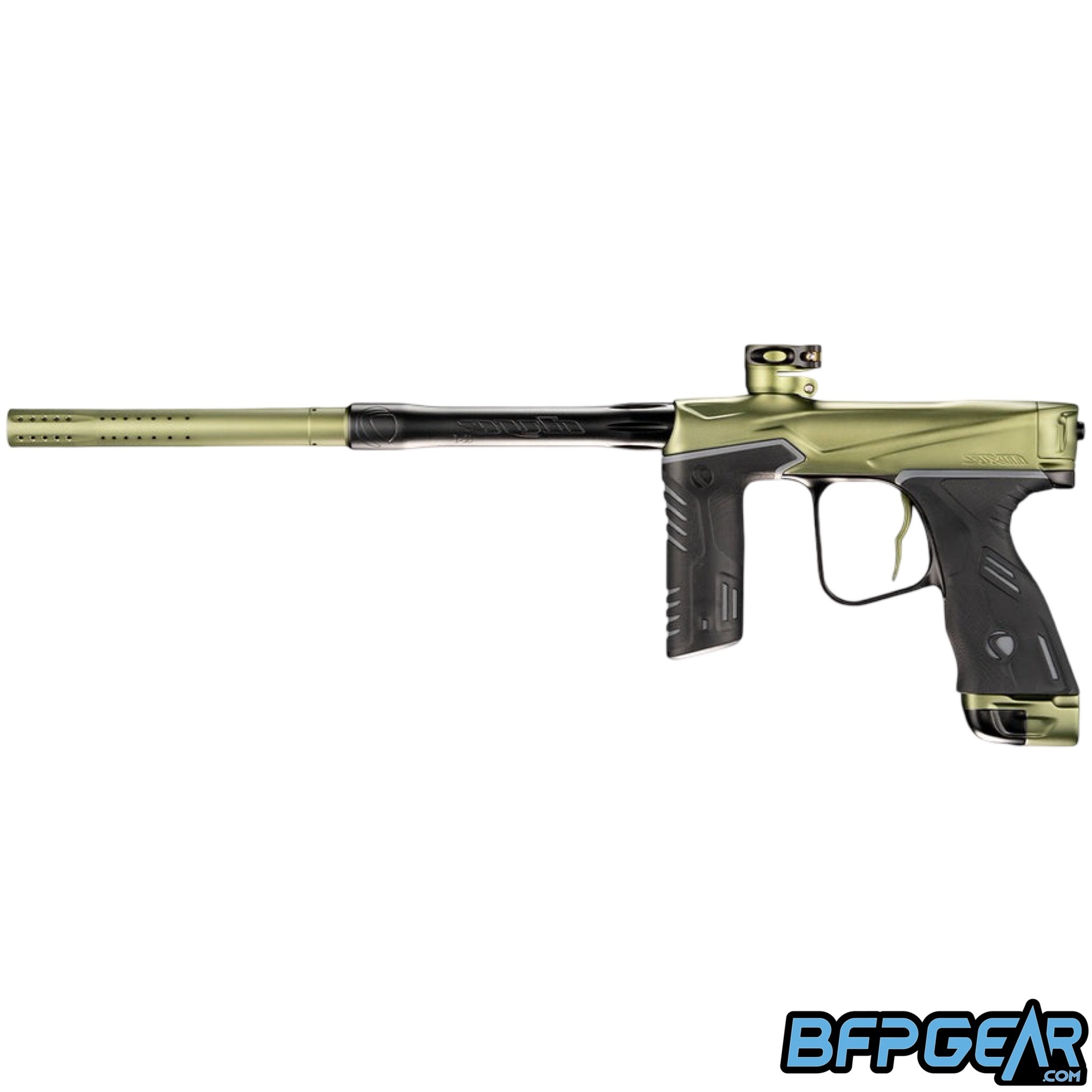 The Dye MXR Paintball marker in the Ranger Olive colorway.