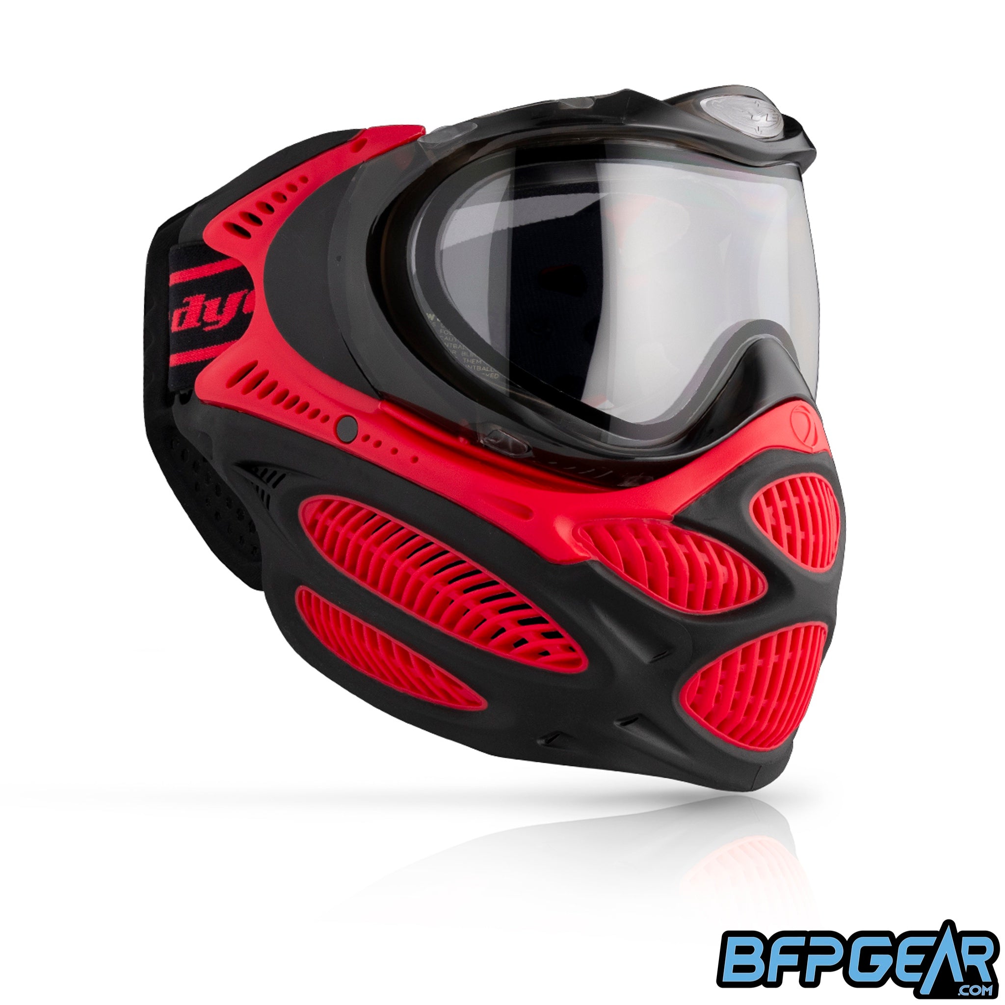 The DYE i3 Pro Paintball Goggle in the Fire Red color way.