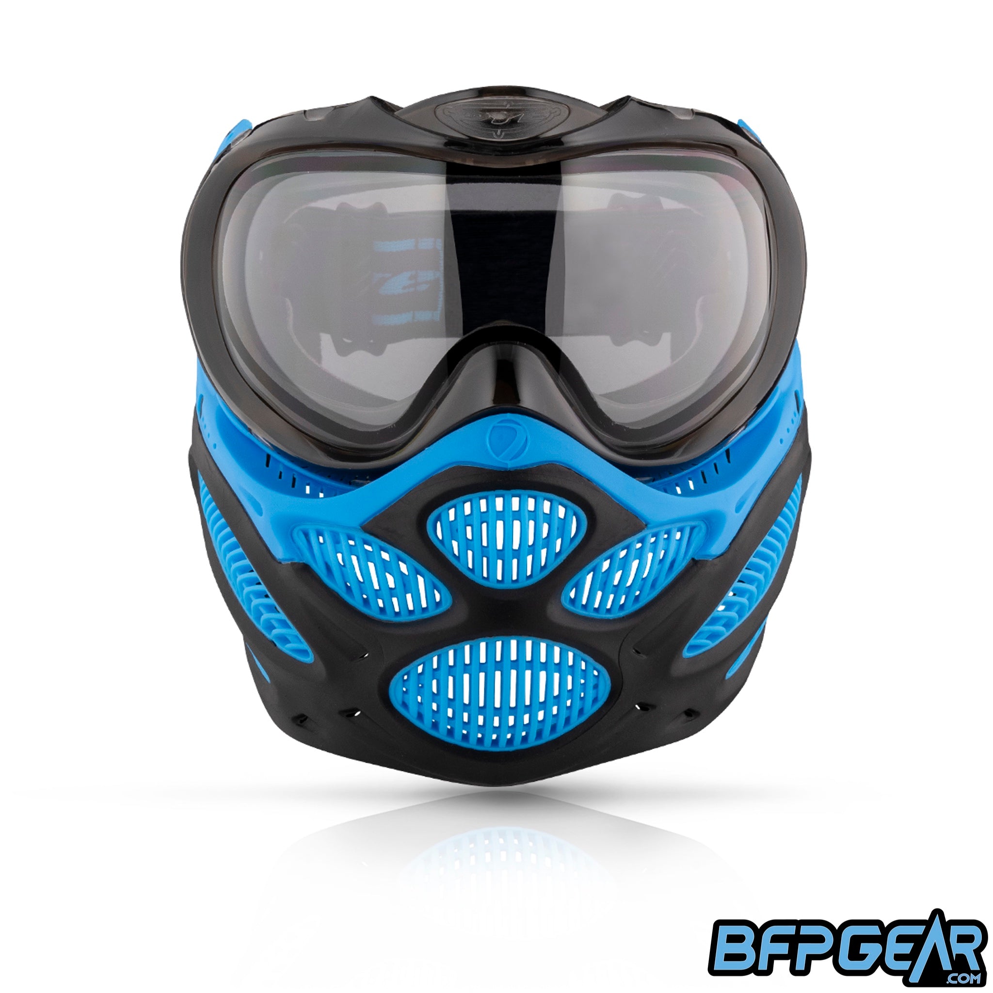 The DYE i3 Pro Paintball Goggle in the Glacier Cyan color way.